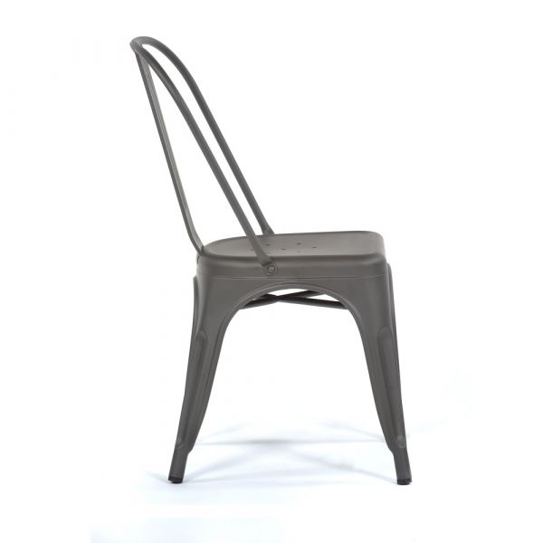 Retro Style Chair - Powder Coated Frame - Timeless Design - Metal Grey