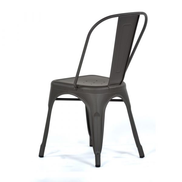 Retro Style Chair - Powder Coated Frame - Timeless Design - Metal Grey