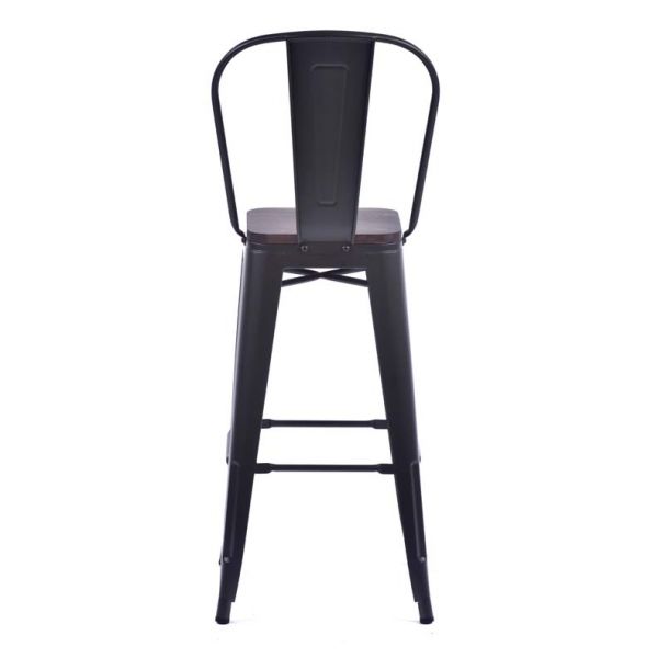 Tolix Style High Chair Black with Timber Seat