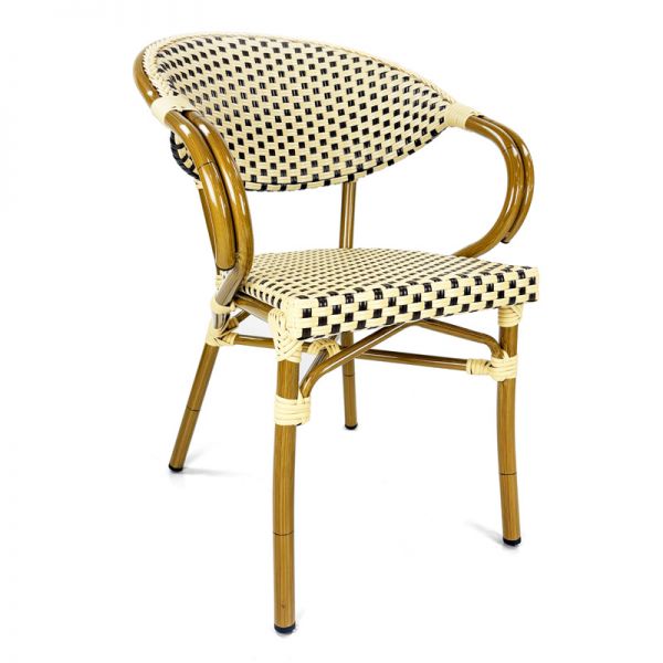 Paris Bistro Stackable Tub Chair - Cream/Brown