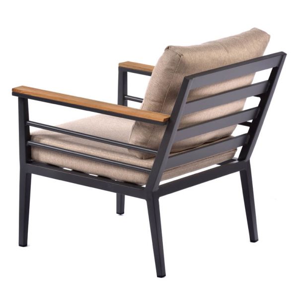 Premium Livorno Teak Wood & Aluminium Sofa Chair (Pair)