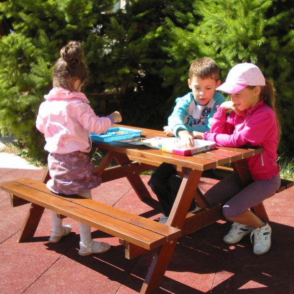 Children's Junior 5-9 Years Picnic Table - A Frame Wooden Garden Bench - Seat Height 36CM
