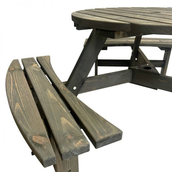 Brentwood 6 Seat Round Commercial Picnic Table - 1.7M Diameter - Dark Grey