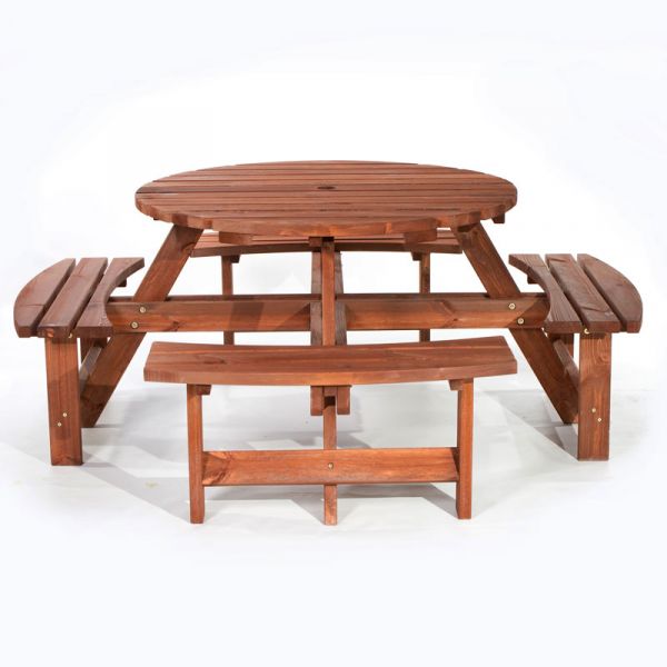 York Picnic Table - Durable Heavy Duty Round Pub Table - Suitable for 8 People 1.8M Diameter - Brown -  FSC®