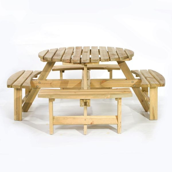 York Picnic Table – Durable Heavy Duty Round Pub Table - Suitable for 8 People 1.8M Diameter - Green Pine