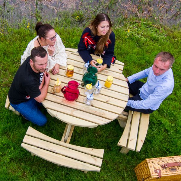 Heavy duty round picnic shop table