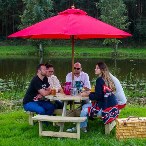 York Picnic Table – Durable Heavy Duty Round Pub Table - Suitable for 8 People 1.8M Diameter - Green Pine