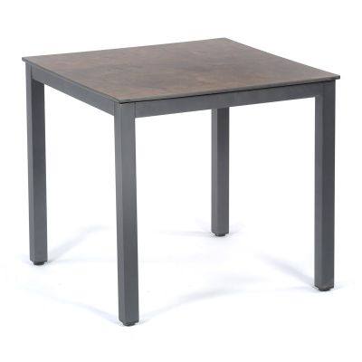 Steel 80x80cm Square Dining Table – Box Frame Base with Rust Brown Werzalit Top