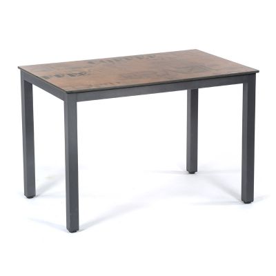 Steel 110x70cm Rectangular Dining Table - Box Frame Base with Coffee Sack Werzalit Top