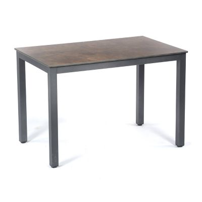 Steel 110x70cm Rectangular Dining Table – Box Frame Base with Rust Brown Werzalit Top