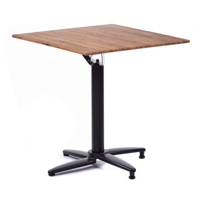 Isotop 80cm Square Table - Aged Pine with Black Flip Top Base