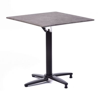 Isotop 70cm Square Table - Dark Mica with Black Flip Top Base