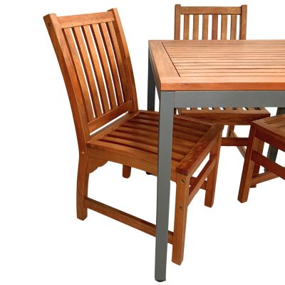 Dorset 75cm Square Dining Table with 4 Devon Side Chair Set – Hardwood/Metal