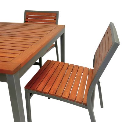 Dorset Dining Table Set – 90cm Square Table with 4 Stackable Side Chairs – Hardwood/Metal