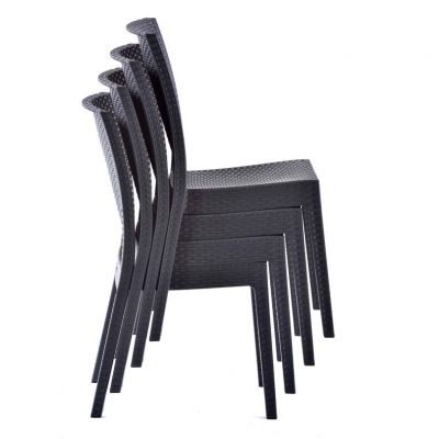 Recycled Madrid Rattan Effect Polypropylene Stacking Side Chair Anthracite