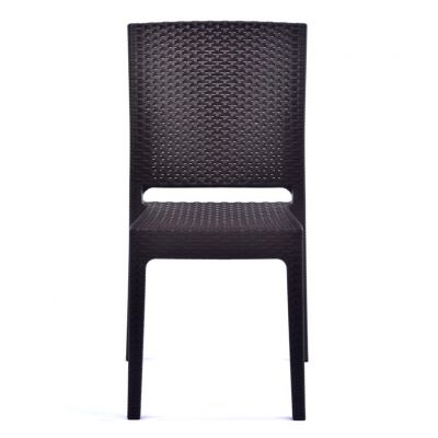 Recycled Madrid Rattan Effect Polypropylene Stacking Side Chair Brown