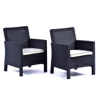 Madrid Rattan Tub Armchair - Anthracite (2 Chairs)