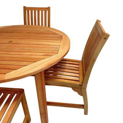 Melton Dining Table Set - 120cm Round Table with 4 Side Chairs - Hardwood