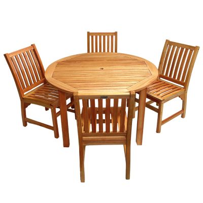 Melton Dining Table Set - 120cm Round Table with 4 Side Chairs - Hardwood