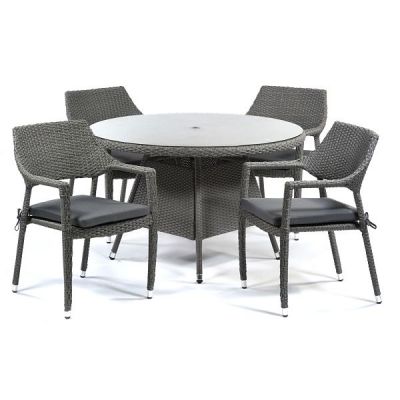 Oasis Rattan Round Glass Table And 4, Ready Assembled Dining Table And Chairs Uk