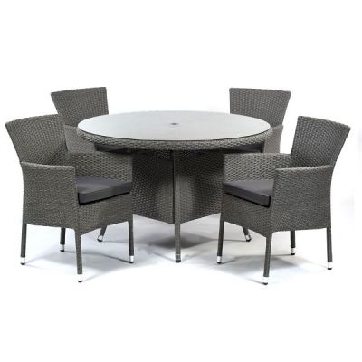 Oasis Rattan Round Glass Table And 4, Oasis Outdoor Furniture