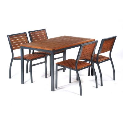 Dorset Hardwood Set - 4 Side Chairs & Rectangle Table - 75cm x 130cm Table