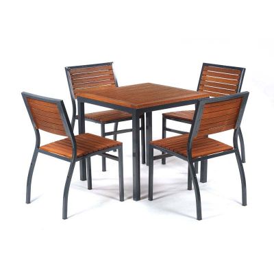 Dorset Hardwood Set - 4 Side Chairs & Square Table - 75cm x 75cm Table