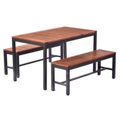 Dorset Hardwood Table & Bench Set - 130 x 75cm Table