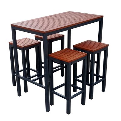 Dorset Hardwood Bar Set - 4 Stools & Rectangle High Table - 65cm x 120cm x 110cm Table