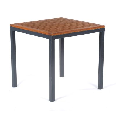 Dorset Hardwood Table Square - Powder Coated Metal Frame - 75 x 75cm