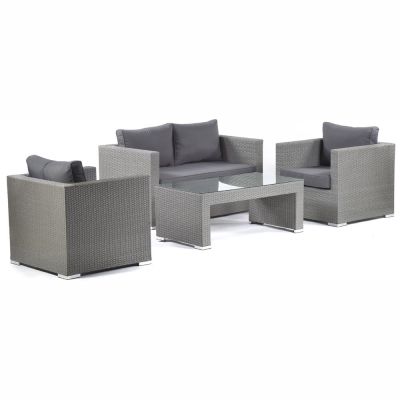 Oasis Rattan Sofa Set - Coffee Table & Dark Grey Cushions Included - Seat Depth 84cm