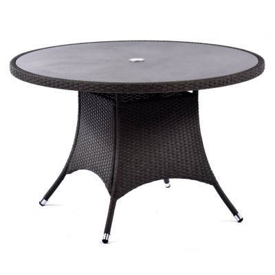 Oasis Round 120cm Rattan Dining Table with Ceramic Glass Top