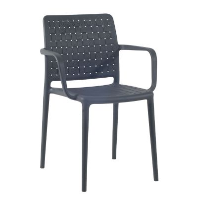 Fame Polypropylene Plastic Stackable Arm Chair - Anthracite