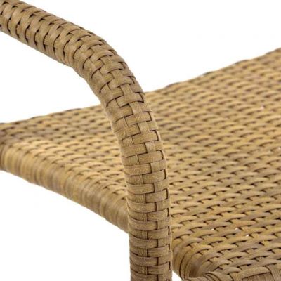 Lisbon Rattan Stacking Arm Chair - Durable Rattan Design - (Light Brown)