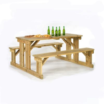 Guernsey Walk-in Bench 170cm Guernsey Wooden Picnic Table - Easy Access Walk In Bench - 6-8 Seater - Green Pine