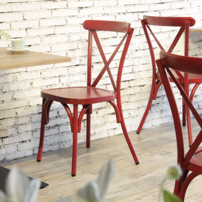 Commercial Vintage Red Chia Side Chair For Restaurants, Bars & Cafes