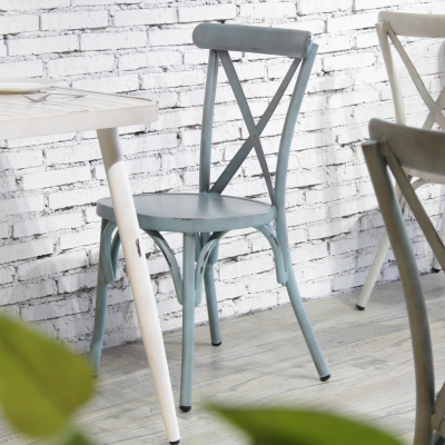 Commercial Vintage Blue Chia Side Chair For Restaurants, Bars & Cafes