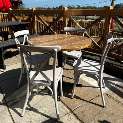 Chia Stackable Aluminium Side Chair Vintage White