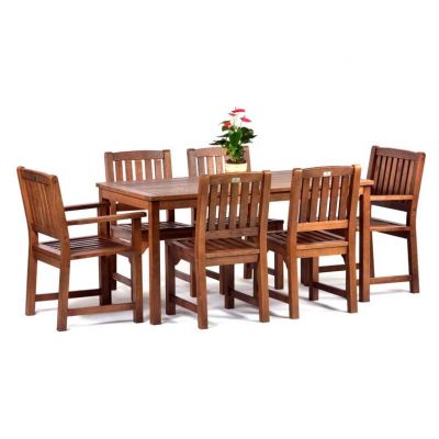 Melton Hardwood Set - Rectangular Table 4 Side Chairs and 2 Arm Chairs - 6 Person Commercial Set