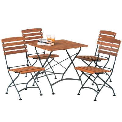 Newark 75cm Square Dining Table with 4 Side Chair Set - Hardwood/Steel - Folding