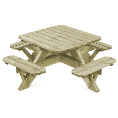 Ambleside Square Topped Pub Table - Heavy Duty Pressure Treated Picnic Bench - 8 Person (Green)