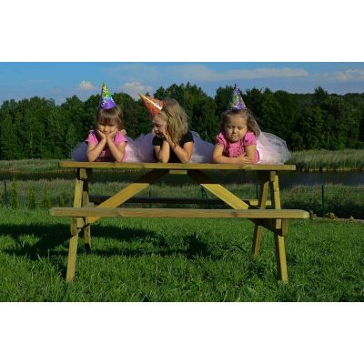 Jersey Picnic Table - Wooden Pub Seat - 6 Person - Durable Dip Treated Scandinavian Pine - Green Pine