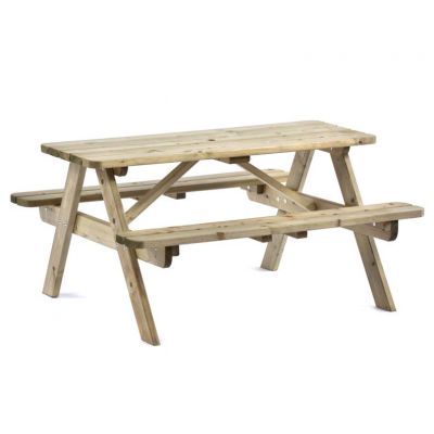 Tiptree 6 Seat Picnic Bench - Pressure Tanalised Green Timber - 140cm Length