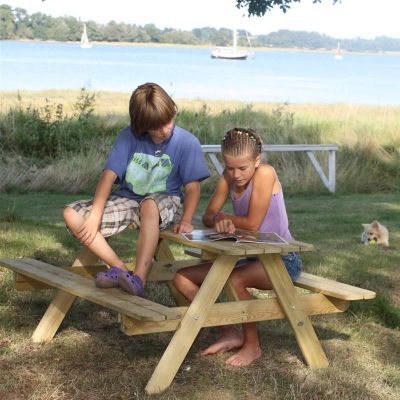 Children's Picnic Table - Garden Play Bench Curved Edges For Safety - 4-6 Child