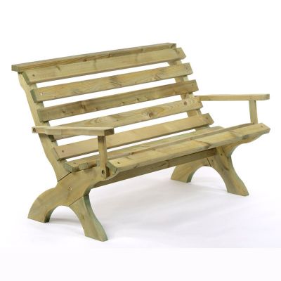 Lilly Garden Bench With Arms - Wooden Garden Bench - Durable Pine Design 3 Person - Ergonomic Seating