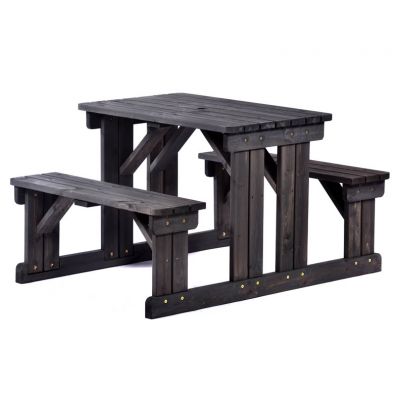 Guernsey 4 Seat Walk-In 110cm Commercial Wooden Picnic Table - Dark Grey