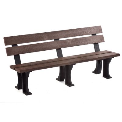 Recycled Plastic Armless Bench - Durable Commercial Grade Seat - 4 Person - 180cm Length - Brown and Black