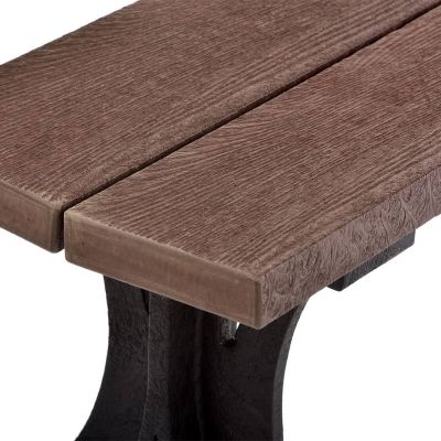 Recycled Plastic Backless Bench - Durable Commercial Grade Seat - 3 Person - 150cm Length - Brown and Black