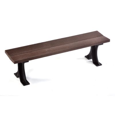 Recycled Plastic Backless Bench - Durable Commercial Grade Seat - 3 Person - 150cm Length - Brown and Black