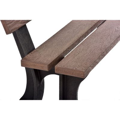 Recycled Plastic Armless Bench - Durable Commercial Grade Seat - 3 Person - 150cm Length - Brown and Black